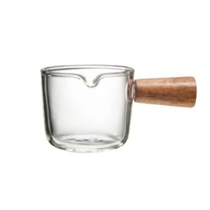 YIYU STUDIO 75ML Double Spout Measuring Cup V-Shaped Mouth Clear Glass Espresso Cups Durable High Borosilicate Glass Triple Pitcher Milk Cup Milk