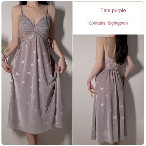 Pure Desire Pajamas Sweet Butterfly plus Chest Pad Velvet Spaghetti Straps Nightdress Idle Style