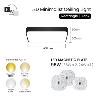 BWL LED Ceiling Light 600MM 60W/72W/96W/120W/140W Tri-Tone Rectangle Ceiling Light Living Room kitchen Light