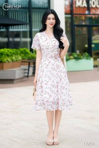 Đầm thiết kế thanh nhã nhẹ nhàng với chất liệu Voan Hàn nữ tính yêu kiều DD4L1234 Thương hiệu Thiều Hoa