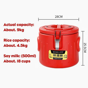 3 Layers Thicken Insulated Bucket with Cover and Lock Rice Bucket Warmer Milk Tea Barrel Thermos Stainless Steel Water Container Hot Cold Dual Use Stainless Steel Liner
