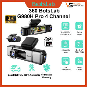 360 Botslab G980H 4 Channel 3K Dash Cam 3K/4K Front and 1080p*3 Car Camera Left Right Inside 560° Dash Cam for Car Built-in 5.8GHz WiFi and GPS Voice Control Included 128GB SD Card