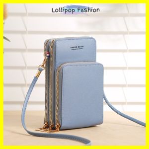 Lollipop Fashion 💝 Ready Stock 💝 2023 new large-capacity multi-functional solid color fashion simple shoulder small bag touch screen messenger mobile phone