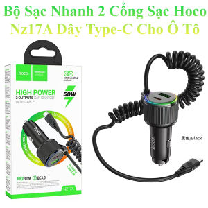 Bộ Sạc Nhanh 2 Cổng Sạc Hoco Nz17A Pd50W 2C1A Dây Type-C Cho Xe Ô Tô