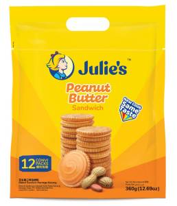 Julie จูลี่ย์ ขนมปังสอดไส้เนยถั่วแบบถุง ขนาด360กรัม