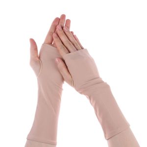 CANICE Summer Cycling Driving Accessories Solid Mittens Sunscreen Protection Long Gloves Half Finger Sleeves Fingerless