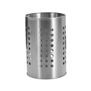 GOXBERK Round Stainless Steel Chopsticks Cage Silver Hollowed Tableware Storage Tube Cutlery Drainer Hanging Chopstick Basket Kitchen