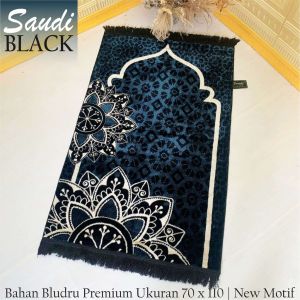 Sajadah Turki Hitam Premium Tebal Motif Bunga Murah
