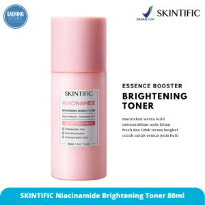 SKINTIFIC - Niacinamide Brightening Essence Booster Toner 80ml | Glowing Brightening Booster Eksfoliasi Wajah Exfoliating Acnes Badan Exfoliating Hydrating Toner Wajah Acner Barrie Untuk Semua Jenis Kulit
