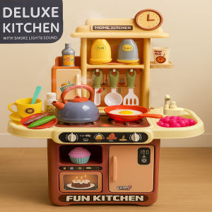 Mainan Anak Masak Masakan Deluxe Kitchen Set Asap Suara Dan Lampu 34pcs