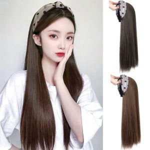 RERAT ธรรมชาติตามธรรมชาติ วิกผมครึ่งศีรษะ สังเคราะห์สังเคราะห์สังเคราะห์ ล่องหนแบบล่องหน ที่ต่อผม เหมาะกับการแต่งตัวทุกสไตล์ ไร้รอยต่อไร้รอยต่อ วิกผมตรงยาว สำหรับผู้หญิง