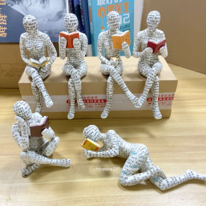 Chinatera Modern Pulp Reading Woman Statue Resin Sculpture Art Abstract Figurine Ornaments Crafts Home Living Room Bedroom Decoration