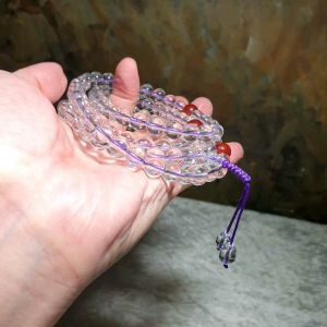 Aged 8.5mm good transparency Clear Quartz 108 beads mala necklace/ multiple loops bracelet/handheld 老料8.5毫米超透白水晶108念珠/项链/多圈手链/手持