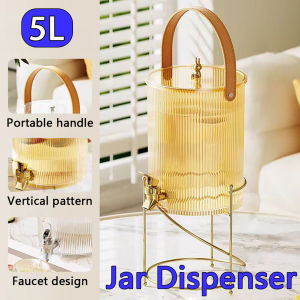 4/5/8L Glass Jar Dispenser Container With Faucet Juice Beverage Bucket Homemade Fruit Tea Bucket