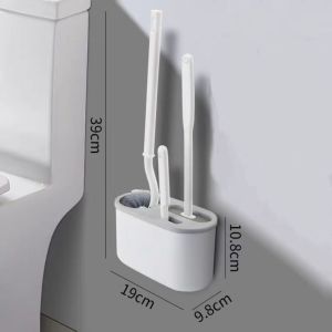 แปรงขัดส้วม แปรงขัดพื้น แปรงขัดห้องน้ำ แปรง3แบบ พร้อมถังเก็บ ใต้ฐานมีรูระบายน้ำ สามารถติดตั้งบนผนังได้ แปรงล้างห้องน้ำ