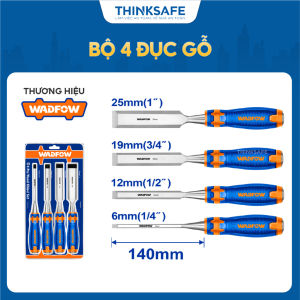 Bộ 4 đục gỗ Wadfow WWC2204 chiều dài 140mm rộng 6mm 12mm 19mm 25mm chất liệu thép dụng cụ cầm tay Wadfow chính hãng