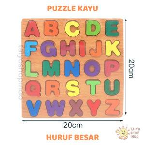 TAIYO Mainan Anak Puzzle Kayu 3D Premium Besar Huruf Angka ABC Geometri Jigsaw Wooden Edukasi