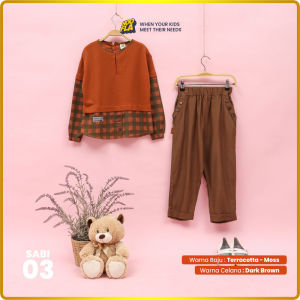 Setelan Baju Anak Perempuan Muslim Lengan Panjang Sabina Hoofla Kids