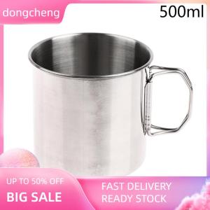 dongcheng 1Pc Stainless Steel Folding Handle Cup Portable Carabiner Cup Outdoor Camping Cups for Home Outdoor Camping Accessories