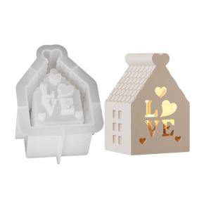 Easy Release Silicone Mold for Crafting Holder Hollow Out House Night Light Mould Gypsum Candlestick Base Mold