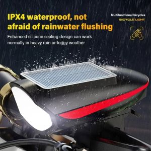 SERAPHYXO 3 Modes Solar Bicycle Light High Brightness Waterproof LED Bike Front Lamp Convenient Universal Bicycle Headlight Cycling Equipment