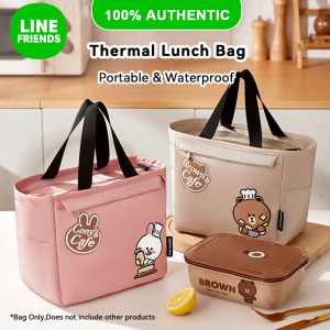LINE FRIENDS Brown Lunch Bag Heat-insulated Splash-proof Large Capacity Polyester LFB132