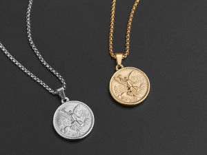 Dây Chuyền Mặt Tròn Bằng Thép Không Gỉ Kemstone Cho Nam Và Nữ Phong Cách Phi Giới Tính Sáng Tạo