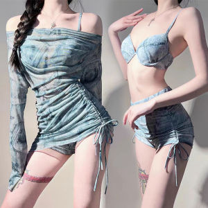 ชุดว่ายน้ําผู้หญิง  และกางเกง 3 ชิ้น  ลวดชุดบิกินี่เซ็กซี่ชุด Beachwear แฟชั่น 3068