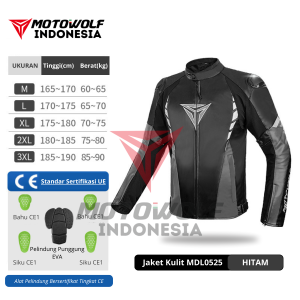 Jaket Motor Pria Kulit Touring Thermal Lock Protector ESA Lv1 Motowolf 0525