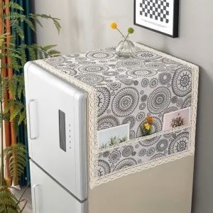 Refrigerator Dustproof Cover With Pocket Refrigerator Top Cover Multipurpose Refrigerator Cover