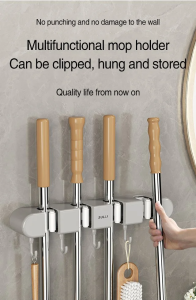 Hangers Instant Clamping One Pull and Youre Done Mop Holder Convenient Storage Nail-free Broom
