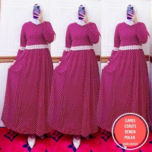 GAMIS CERUTI RENDA PINGGANG/GAMIS POLKADOT/BUSANA MUSLIMAH TERBARU