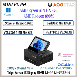 AOOSTAR G-FLIP AMD Ryzen AI 9 HX 370 2*DDR5 2*M.2 2280 SSD USB4.0*2 OCulink WiFi 7 BT5.2 5 inch display Gaming MINI PC