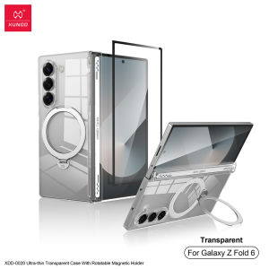 XUNDD For Samsung Galaxy Z Fold 7 6 5 Case Luxury Casing Transparent Cover With Holder Stand With Screen Protector Tempered Glass