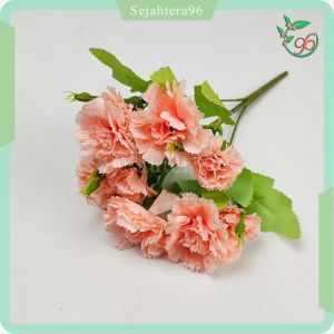 Bunga Carnation Mini Cabang 5 Anyelir Pom-Pom artificial untuk dekorasi wedding atau dekorasi pelaminan dan dekorasi rumah hiasan premium termurah artifisial palsu Import