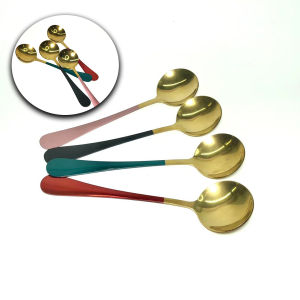 NARITA ช้อนตักซุป ช้อนทองเหลือง ช้อนกิมจิ ช้อนเกาหลี ช้อนขนมหวาน ตักไอติม คละสี ราคาต่อชิ้น