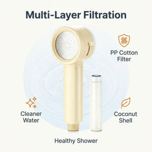 Portable Filtered Shower Head Travel Mini G1/2" Premium ABS High Pressure 3-Mode Clean Water Shower Set for Hotel Staycation Travel
