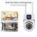 CCTV IP WiFi Camera Dual Lens Kamera 360 PTZ PAN TILT 8MP + 8MP 1080P APP V380 PRO night vision. 