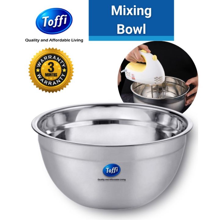 TOFFI Extra Deep Mixing Bowl Salad Bowl Stainless Steel/ Mangkuk Dalam