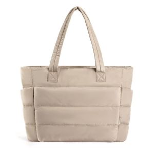 Ayuqi® Puffy Tote Shoulder Bag Puffer Bag Underarm Bag Soft Tote Quilted Bag 15 inch Laptop Bag