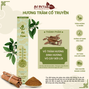 Hương nhang trầm Bồ đề tâm 68 nén dài 36cm cháy 55 phút hương trầm cổ truyền tự nhiên không hóa chất hộp giấy