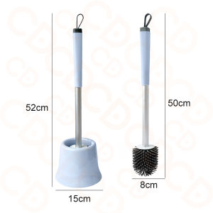 CD Toilet Brush with Base Durable Stainless Steel Long Handle+Soft Silicone Bristles for Bathroom Toilet