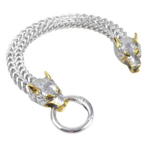 Fashionable Mens Bracelet Featuring a Wolf Head Designs in Stainless Steel Suitable for Various Event and Gatherings