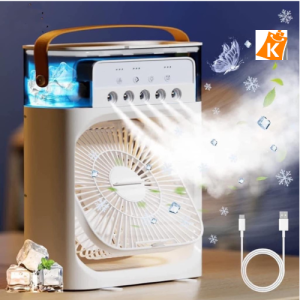 Personal Mini Small Evaporative Air Cooler Desktop Cool Mist Humidifier with 7 Colors LED Light 1/2/3 H Timer 3 Speeds & 3 Spray Modes for Room Office Home Travel