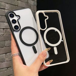 Acrylic Transparent Magnetic Case For Samsung A55 A35 A56 A16 A07 A17 A15 A05S A25 A54 AS23 S24 FE S25 S26 Ultra Matte Shockproof Back Cover