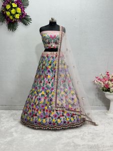 [PRE-ORDER] Semistitched Bridal Wear Heavy Soft Net Real Mirror Lengha (10-15days delivery)