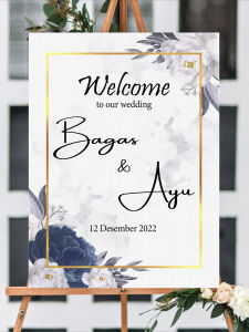 Papan Kayu Nama Welcome Sign Printing Wedding Lamaran dan Khitanan  UKURAN 45x30 BAHAN MDF