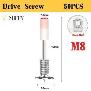 MIFFY Threaded Nail for Nail Gun Mini M8 Thread Integrated Nail Gun Nail Threaded Nail Expansion Cannon Nail