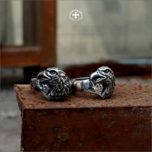 Pewterland Ringskull Bald Eagle Cincin Tengkorak Bahan Logam Timah Pria dan Wanita