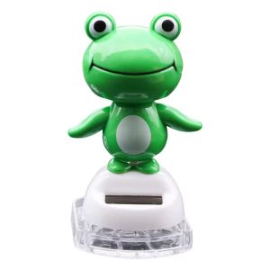 Solar Shaking Head Frog Car Dashboard Ornament Funny Swinging Frogs Doll Cartoon Animal Shaped Ornament Auto Decor Accessory